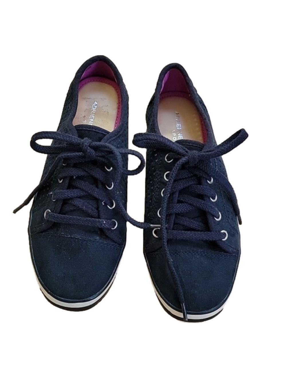 Adrienne Vittadini Sport Navy Suede Lace Up Shoe Size 5.5 EUC